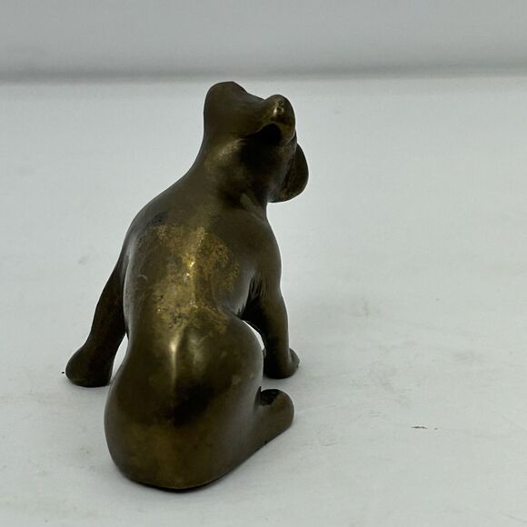 Vintage Solid Brass Sitting Bulldog Figurine 1 5/8” Tall 2 1/4” Long - Picture 2 of 11
